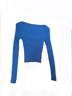Ribbed Long Sleeve Top in Bright Blue